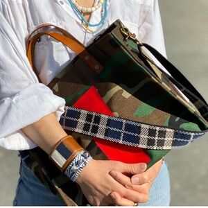 Parker Thatch crossbody strap in navy plaid